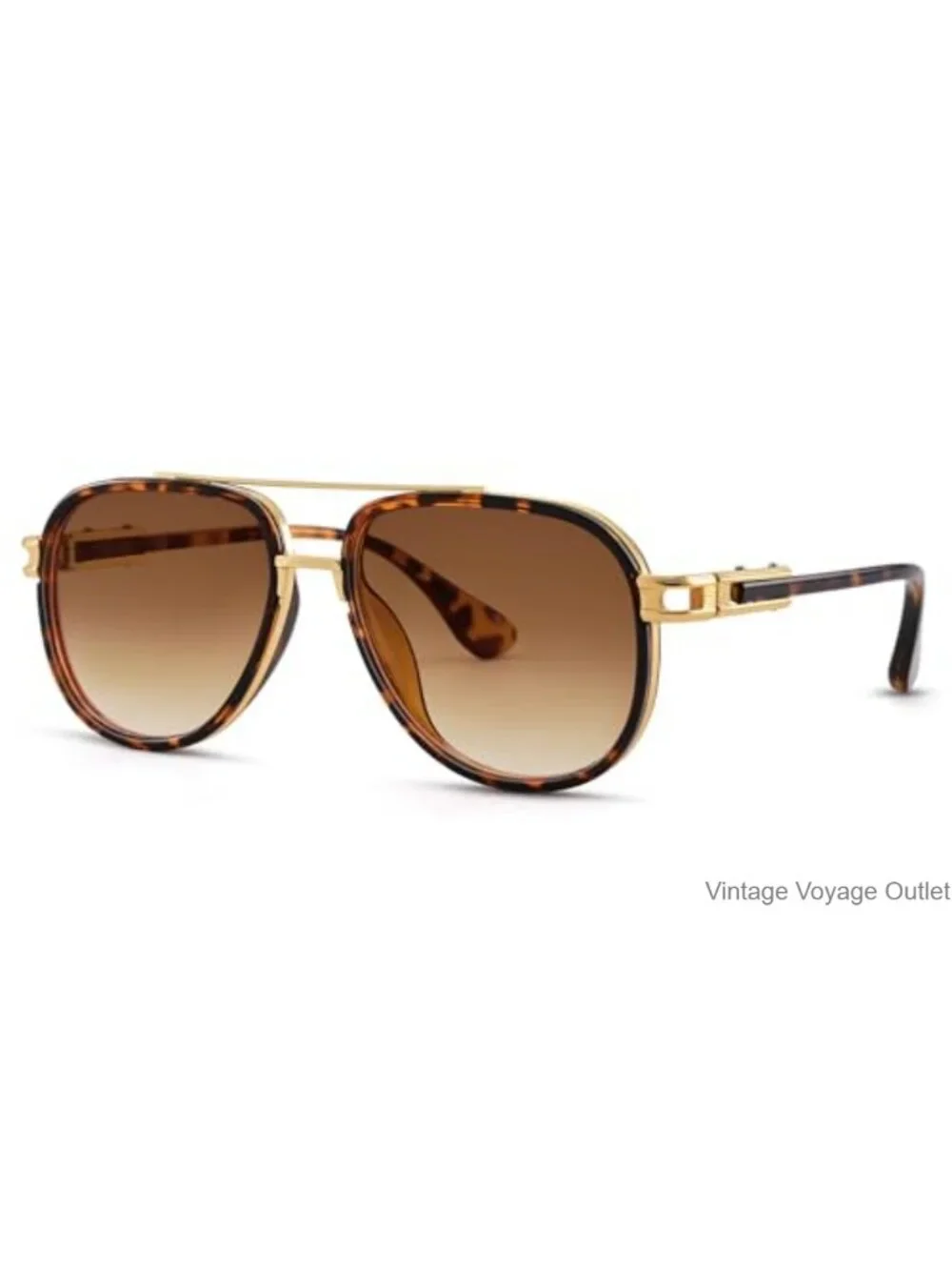 Retro Oversized Aviator Sunglasses, Metal Double Bridge, UV Protection